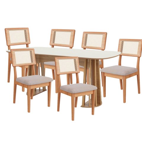 Conjunto de Jantar Completo Mesa e 6 Cadeiras 100% Mdf