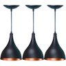 Kit 3 Luminárias Pendente Gota em Alumínio Preta Fosca/Cobre - 1