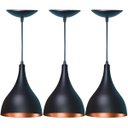 Ver imagem 1 de Kit 3 Luminárias Pendente Gota em Alumínio Preta Fosca/Cobre