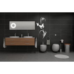 Adesivo Decorativo de Parede Floral Planta para Vidro Espelho Box de Banheiro