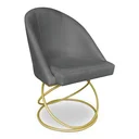 Ver imagem 2 de Poltrona Cadeira de Jantar Luxo Estofada Base Metal Dourado Sala Cozinha Recepção Suede Cinza Escuro
