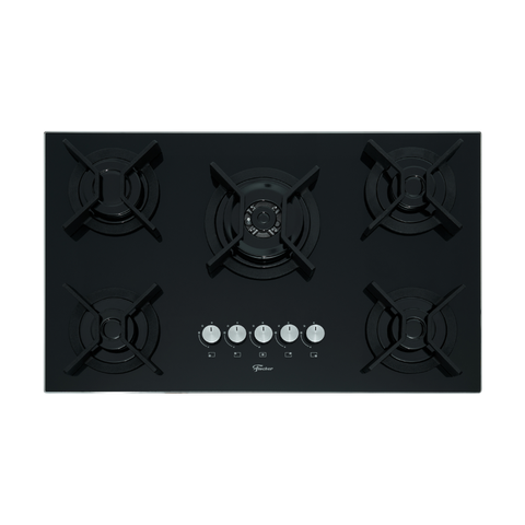 Fogão Cooktop 5q Tripla Chama Infinity Gás Mesa Vidro Preto Fischer Bivolt