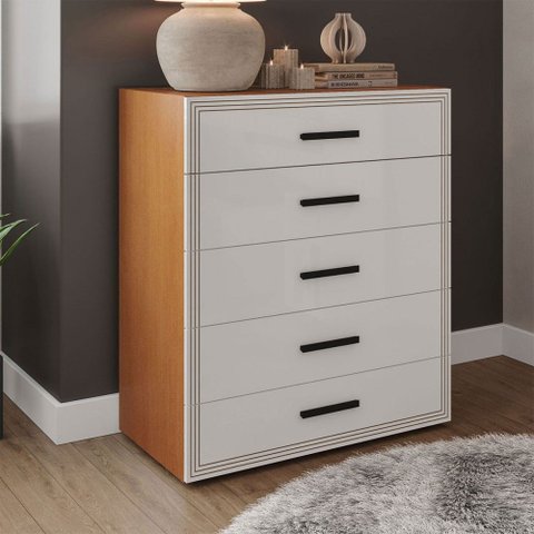 Cômoda Valência 5 Gavetas Freijó/branco - Politorno