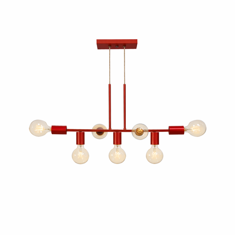 Pendente Rubis Aluminio Teto e27 7 Luzes Lumini Lab - Vermelho Brilhante