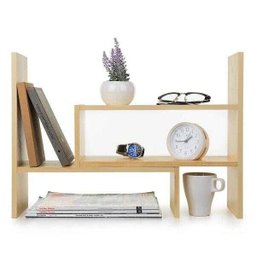 Organizador De Mesa Escritório Sala Natural Em Madeira - 2