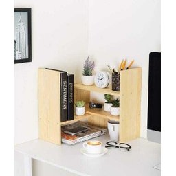 Organizador De Mesa Escritório Sala Natural Em Madeira - 1