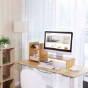 Ver imagem 5 de Suporte Monitor E Tv Base Apoio Mesinha Em Madeira Maciça