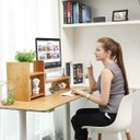 Ver imagem 4 de Suporte Monitor E Tv Base Apoio Mesinha Em Madeira Maciça