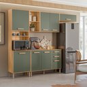 Ver imagem 1 de Cozinha Maria Flor 260cm 5 Portas com Balcão Freijó/verde - Nicioli