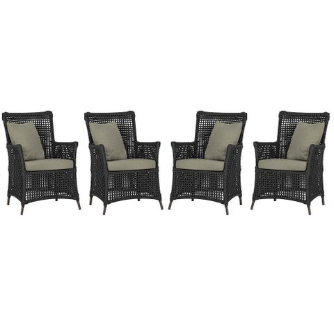 4 Poltronas Igapó Alumínio Pintura Marrom Corda Náutica E8 Preto