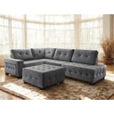 Ver imagem 1 de Sofa de Canto Everest com Puff Maguimóveis Veludo Cinza