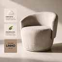 Ver imagem 3 de Poltrona Orgânica Decorativa Capri Linho Suave Design Redondo Luxo Leitura Sala Quarto Recepção Hall