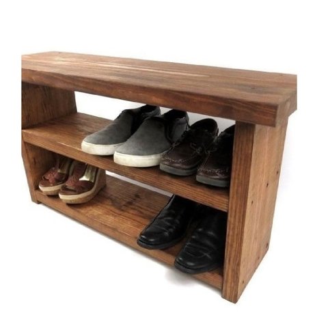 Sapateira Banco de Madeira Maciça Porta Calçados 65cm