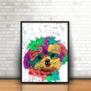 Ver imagem 1 de Quadro Moldura - Animais Coloridos Cão Cachorro Shitzu Arte