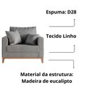 Ver imagem 3 de Poltrona Decorativa Beny Pés Base em Madeira Recepção Linho Cor:cinza