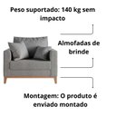 Ver imagem 2 de Poltrona Decorativa Beny Pés Base em Madeira Recepção Linho Cor:cinza