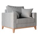 Ver imagem 1 de Poltrona Decorativa Beny Pés Base em Madeira Recepção Linho Cor:cinza