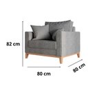 Ver imagem 5 de Poltrona Decorativa Beny Pés Base em Madeira Recepção Linho Cor:cinza