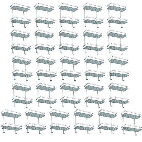 Suporte Organizador Kit 28 Uni Porta Shampoo Condicionador Sabonete Prateleira Dupla Box Banheiro Al