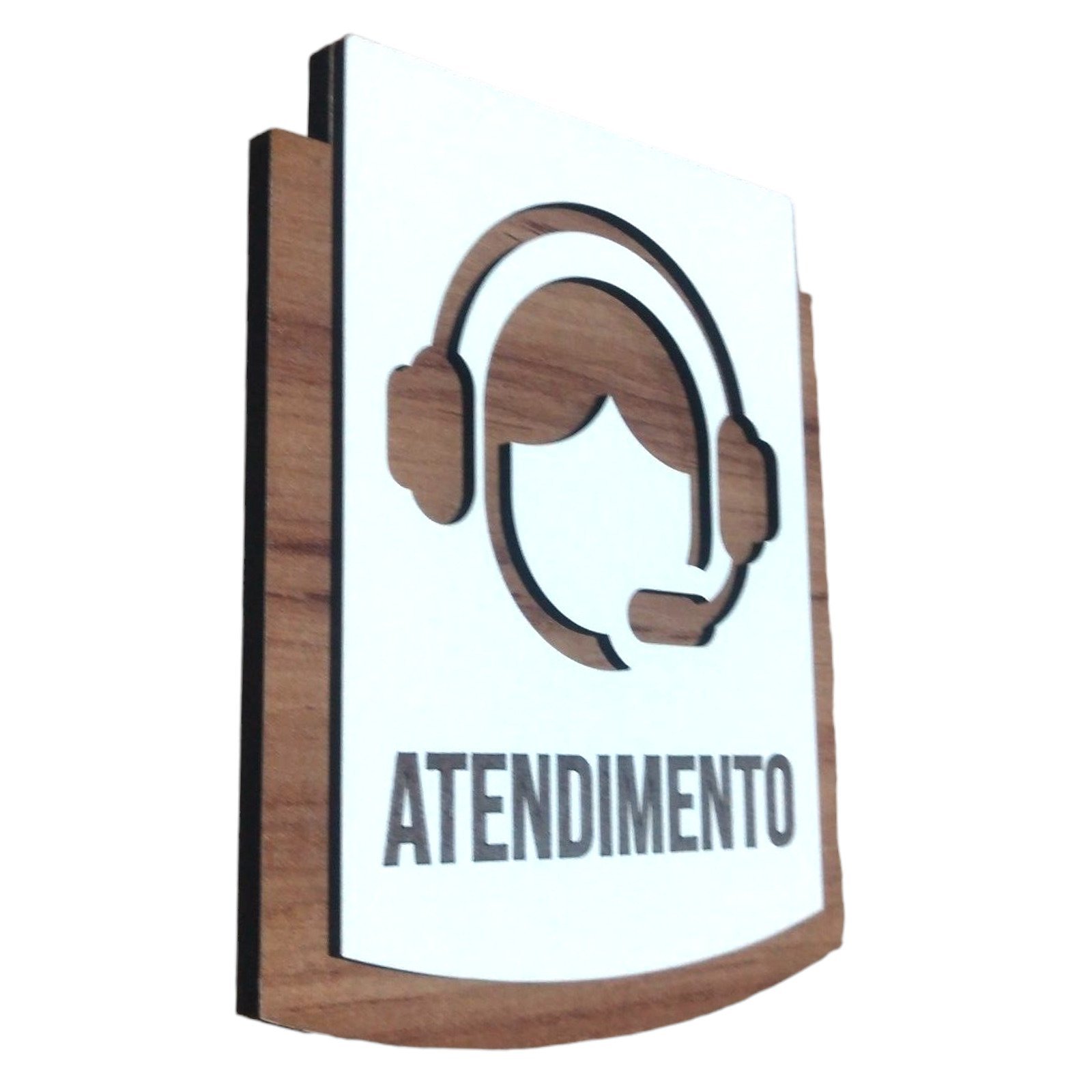 Placa de Sinalização - Atendimento Mdf 15x13cm | MadeiraMadeira