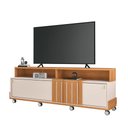Ver imagem 2 de Bancada Decorativa Glamour Tv até 70 Pol Ripada Mdp/mdf Pés Rodízio Cinamomo/off White G26 - Gran Be