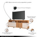 Ver imagem 3 de Bancada Decorativa Glamour Tv até 70 Pol Ripada Mdp/mdf Pés Rodízio Cinamomo/off White G26 - Gran Be