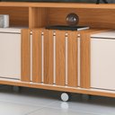 Ver imagem 6 de Bancada Decorativa Glamour Tv até 70 Pol Ripada Mdp/mdf Pés Rodízio Cinamomo/off White G26 - Gran Be