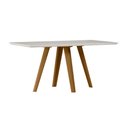 Ver imagem 1 de Mesa de Jantar Retangular C/vidro em Madeira Maciça Mariah 1,60x0,90m Ype/off White New Ceval