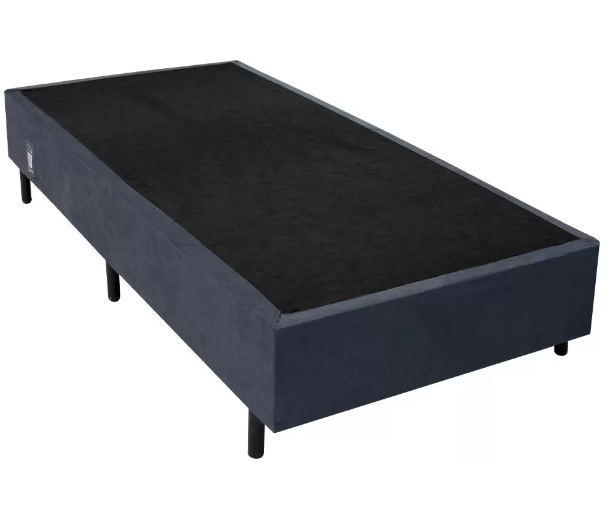 Base Cama Box Solteiro Suede Preto - 88x188x42 - 2