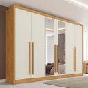 Ver imagem 1 de Guarda-roupa Casal Valencia 6 Portas 6 Gavetas 100% Mdf com Espelho Peroba/off White - Mademarques