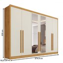 Ver imagem 4 de Guarda-roupa Casal Valencia 6 Portas 6 Gavetas 100% Mdf com Espelho Peroba/off White - Mademarques