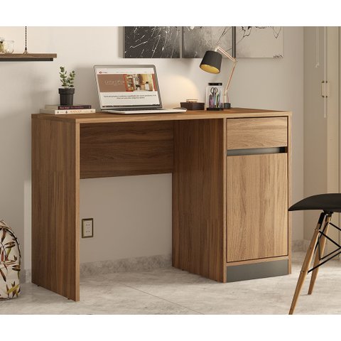 Escrivaninha Office 29600 01 Porta 01 Gaveta Morada Amendola Touch Grafito Demóbile