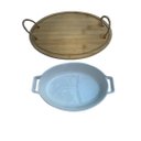 Ver imagem 1 de Bandeja Bambu Alça Corda e Travessa de Porcelana Refrataria Hauskraft
