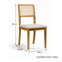 Ver imagem 6 de Kit 4 Cadeiras de Jantar Madeira Maciça Mel Encosto Telinha Palha Estofada Linho Bege Rubi