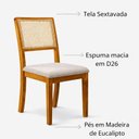 Ver imagem 3 de Kit 4 Cadeiras de Jantar Madeira Maciça Mel Encosto Telinha Palha Estofada Linho Bege Rubi