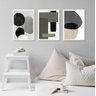 Kit 3 Quadros Abstratos Decoração Industrial- Cinza e Preto 45x34cm:madeira Branca - 2