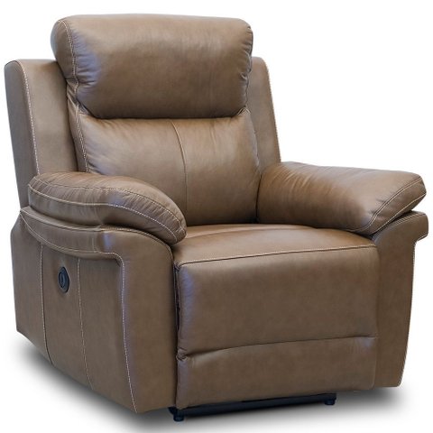 Poltrona do Papai Retrátil Reclinável Elétrica Imperial L06 Couro Marrom Castanho - Lyam Decor