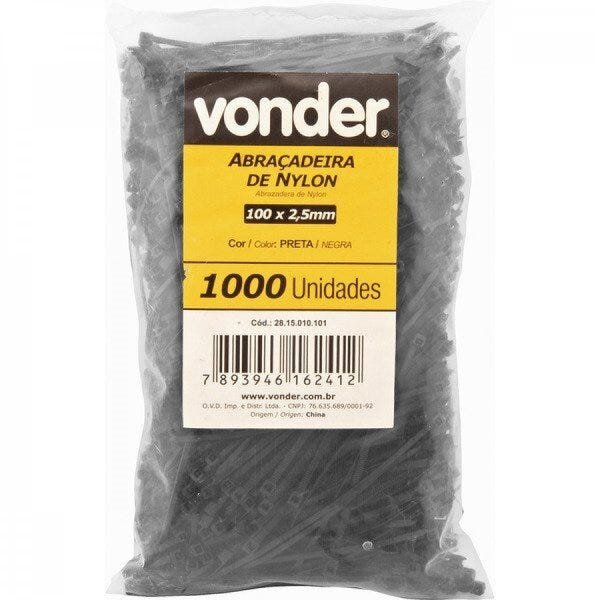 Abraçadeira de nylon preta 100 mm x 25 mm Vonder - 4