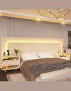 Ver imagem 4 de Conjunto Cabeceira Box Regulável com Duas Mesas LED Niara Cor:Off White