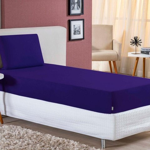 Jogo de Cama Solteiro Nobre 2 Peças Lençol com Elástico de 30cm de Altura Malha 100% Algodão -
