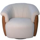 Ver imagem 2 de Poltrona Viena 86cm Giratoria Linho Bege Corino Terracota Premiun para Sala