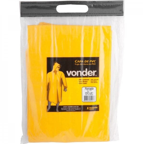 Capa para chuva de PVC com forro 110 m amarela G Vonder - 3