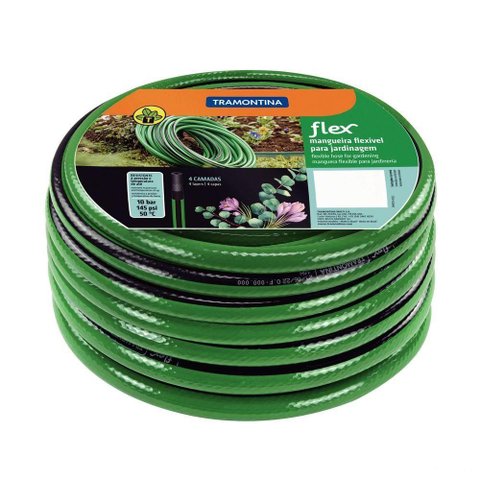 Mangueira Flex para Jardim Tramontina Verde com Faixa Preta em Pvc 4 Camadas 30 M Tramontina