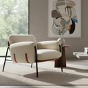 Ver imagem 2 de Poltrona Cadeira Decorativa Versátil Serrana-zahav Estofados:bouclé Off White Courino Sintéttico