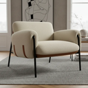 Ver imagem 1 de Poltrona Cadeira Decorativa Versátil Serrana-zahav Estofados:bouclé Off White Courino Sintéttico