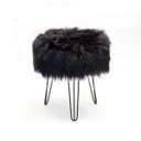 Ver imagem 2 de Puff Banqueta Decorativo Redondo Pés Palito Pelo Alto Preto
