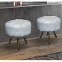 Ver imagem 2 de Puff Decorativo Redondo Pelúcia Branco