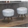Puff Banqueta Decorativo Redondo Pés Palito Pelo Alto Branco - 2
