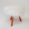 Puff Banqueta Decorativo Redondo Pés Palito Pelo Alto Branco - 1