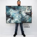 Ver imagem 2 de Quadro Decorativo em Canvas Abstrato Mármore Azul TACOLADO PAPEL DE PAREDE Moldura Flutuante 4,5cm F